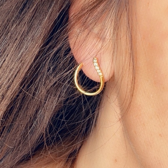 14k Gold Vermeil Curved Open Earrings - Picture 13 of 15